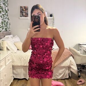 White Fox Boutique Pink Sequin Dress